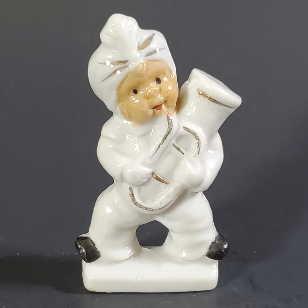 Ceramic Boy Playing Tuba Figurine Musician Collectible Vintage Japan